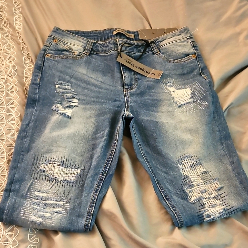 7/8 Mid Rise Skinny‎ Rue21 Light Blue Distressed Denim Jeans